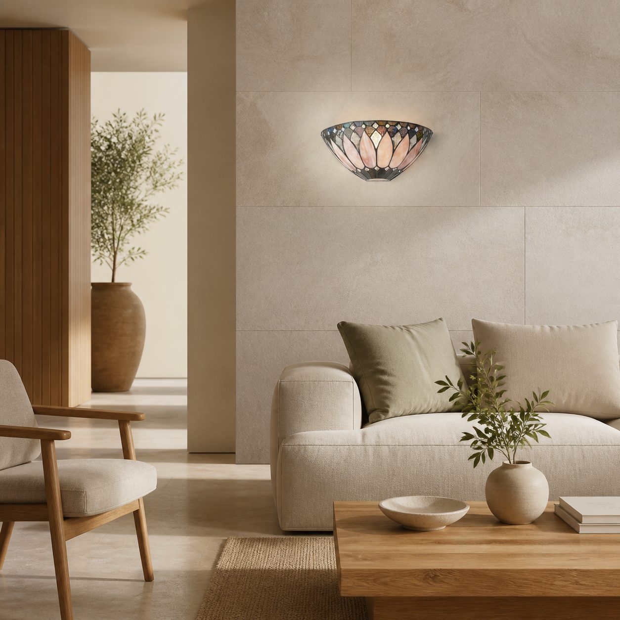 TF Brooklyn Elegant Wall Light - Art Deco Glass Wall Sconce for Living Room or Hallway