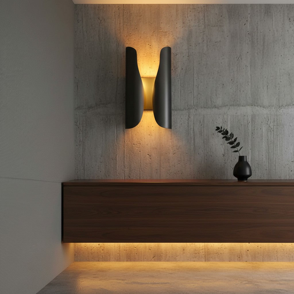 Auregon Artistic Sculptural Wall Sconce – Abstract Coiled Metal Wall Light for Hallway or Living Room