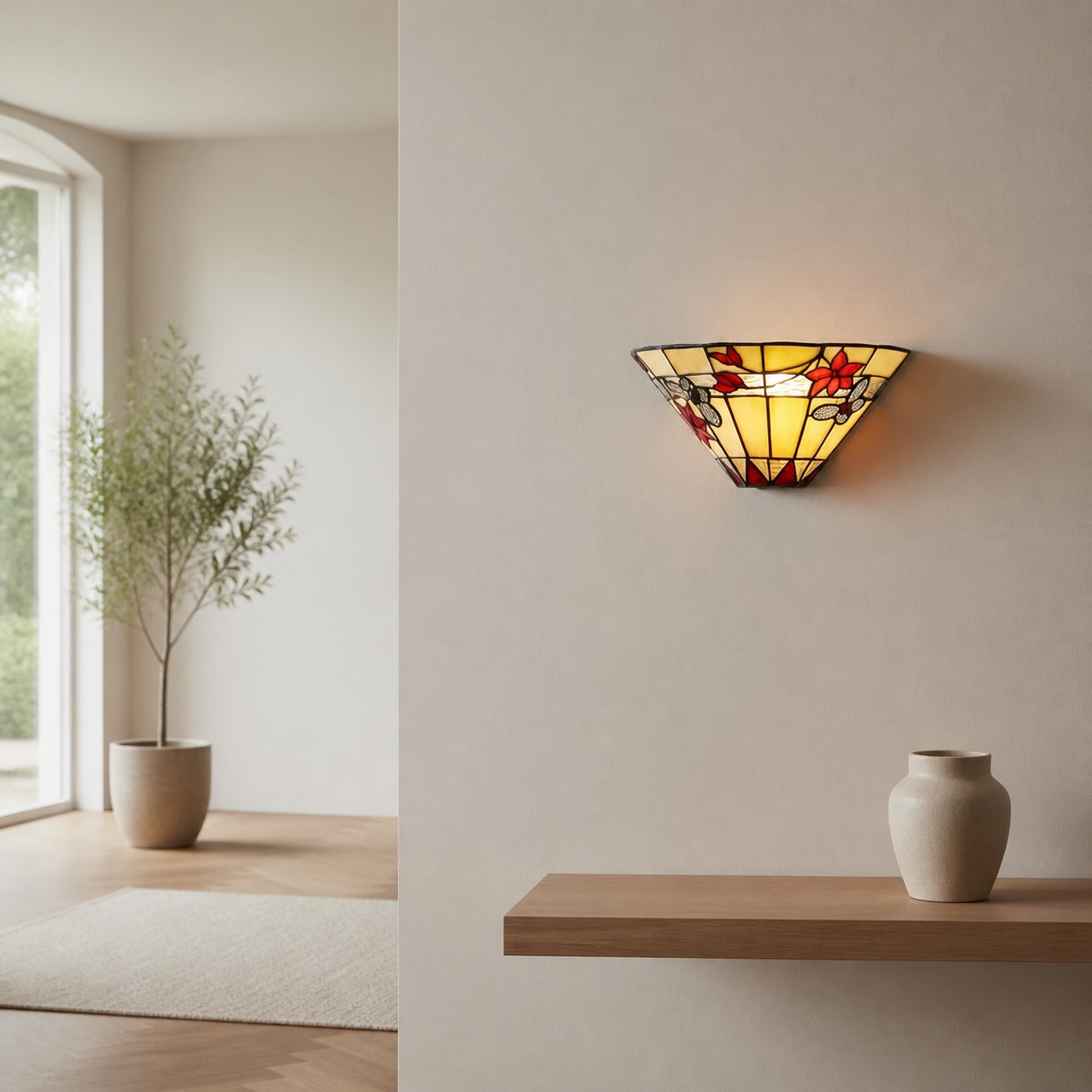 TF Butterfly Wall Sconce – Stained Glass Butterfly Design Wall Light for Bedroom and Living Room