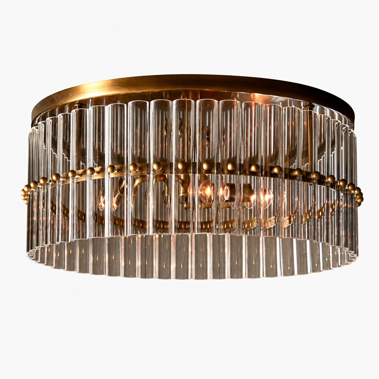 Lumora Crystal Flush Mount – Elegante Deckenleuchte aus Messing