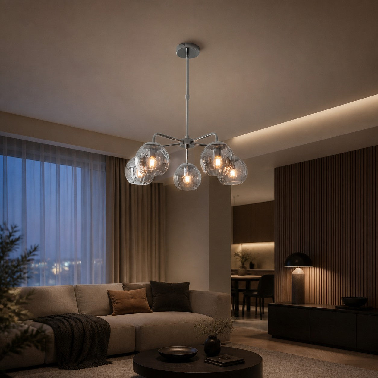 Tracian Glass Mid-Century Modern Globe Pendant Light for Dining Room