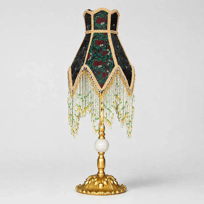 French vintage beaded fringe table lamp
