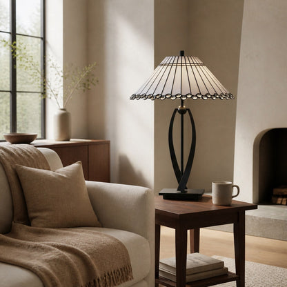 TF Allanton Tischleuchte mit konischer Form – Vintage-Glasleuchte mit geometrischer Geometrie für Nachttisch und Arbeitszimmer