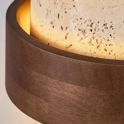 MokuStone Wabi Sabi Travertine Ceiling Lamp - Textured Stone Flush Mount Lighting for Home
