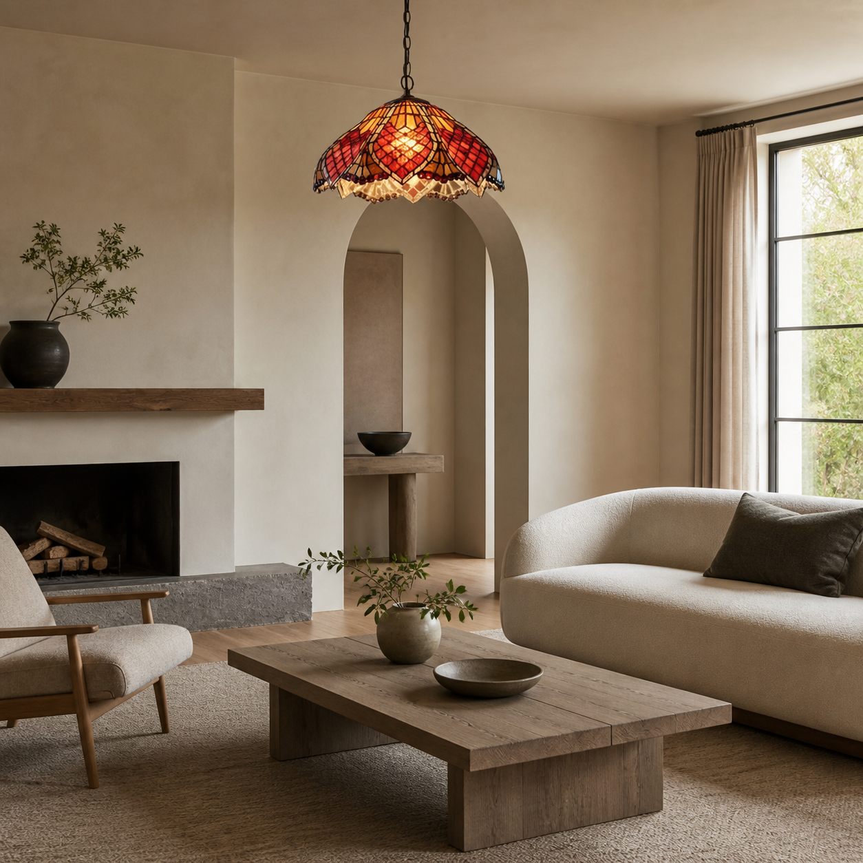 TF Orsino Vintage Art Deco Pendant Light - Textured Glass Lighting for Bedrooms & Halls