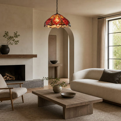 TF Orsino Vintage Art Deco Pendant Light - Textured Glass Lighting for Bedrooms & Halls