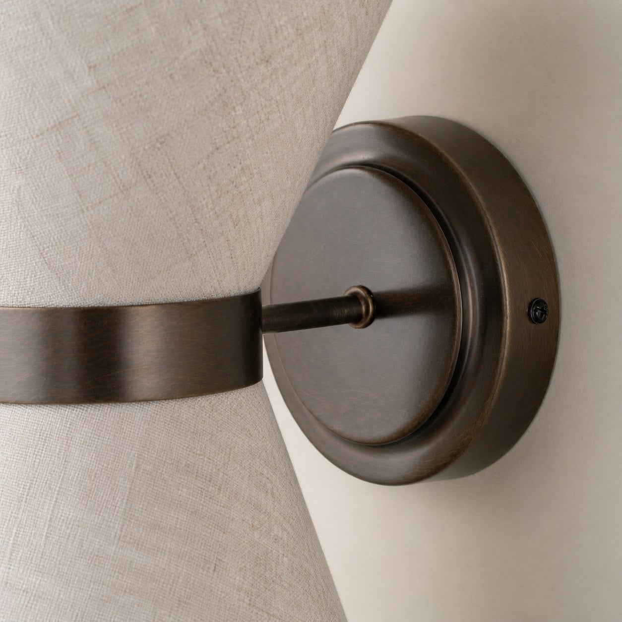 Ankora Wall Light - Bow-Tie Linen Shade Design Aged Brass Metal Sconce for Hallway