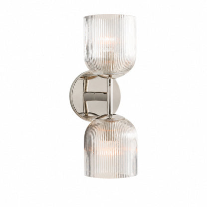 Bravira Wandleuchte aus geripptem Glas – Wandleuchte aus Metall mit klarem Glasschirm