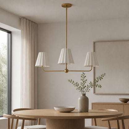 Ruffmeto Ruffled Shade Metal Frame Chandelier for Dining, Entry and Living Room