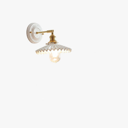 Japanische Vintage Wandlampe aus Keramik und Messing mit 1 Leuchte