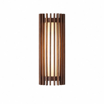 Boskelux Walnut Wall Lamp – Curved Backplate and Diffused Glow for Living Rooms or Hallways