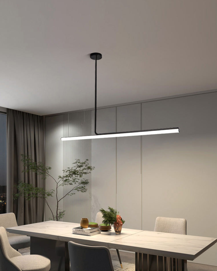 Schlanke asymmetrische lineare Pendelleuchte Schwarz-Weiß-Finish Deckenleuchte