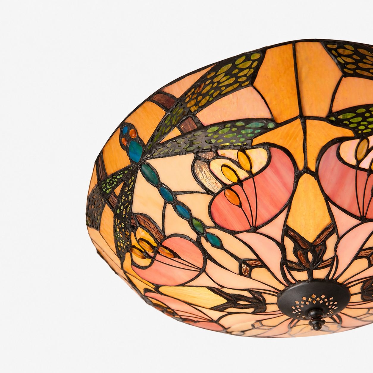 TF Ashton Tiffany Libellenmotiv Tiffany Glas-Aufbauleuchte - Übergangsstil für Schlafzimmer und Wohnzimmer