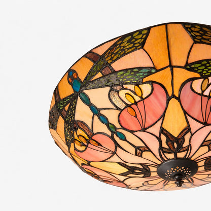 TF Ashton Tiffany Libellenmotiv Tiffany Glas-Aufbauleuchte - Übergangsstil für Schlafzimmer und Wohnzimmer