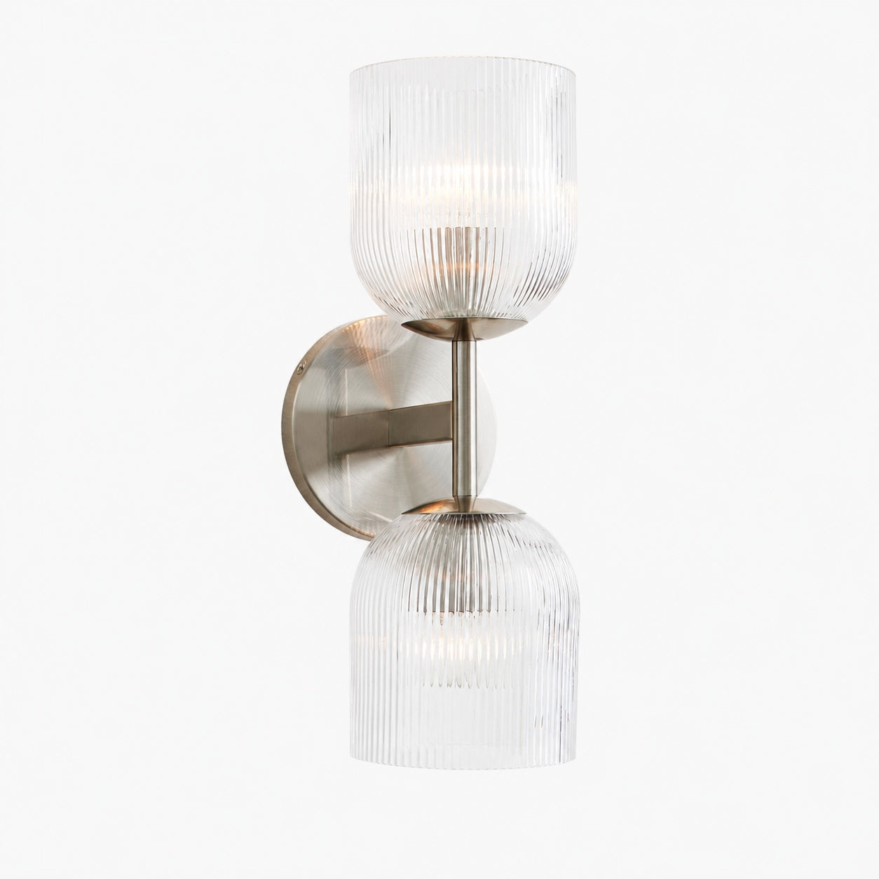 Bravira Wandleuchte aus geripptem Glas – Wandleuchte aus Metall mit klarem Glasschirm