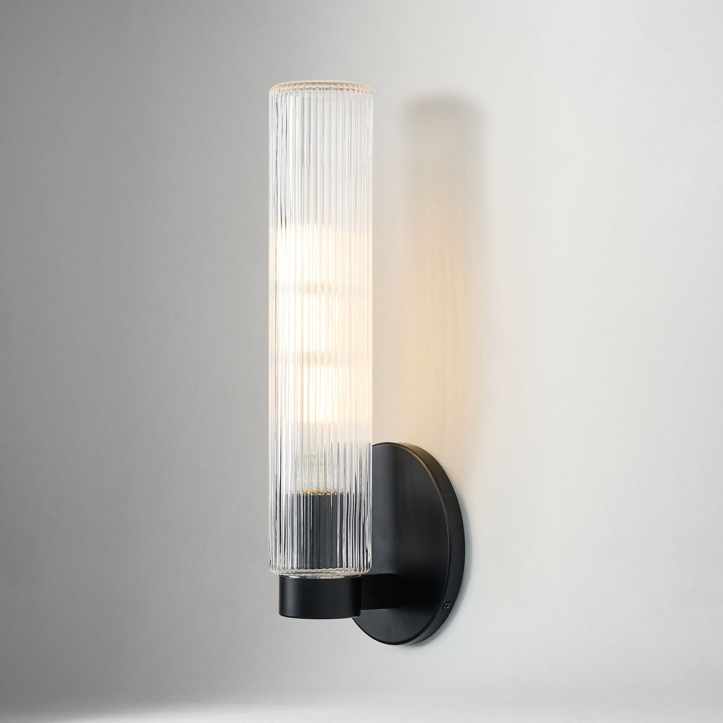 Rivora Fluted Glass Indoor Outdoor Sconce - Modern Wall Light for Home Decor