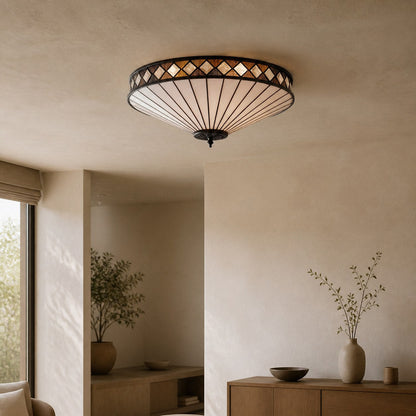 TF Fargo Geometrische Deckenleuchte – Handgefertigte Art-Deco-Lampe aus Buntglas für den Eingangsbereich