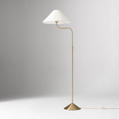 Fibura Modern Linen-Shade Adjustable Floor Lamp with Sleek Metal Arc for Living Rooms and Bedrooms