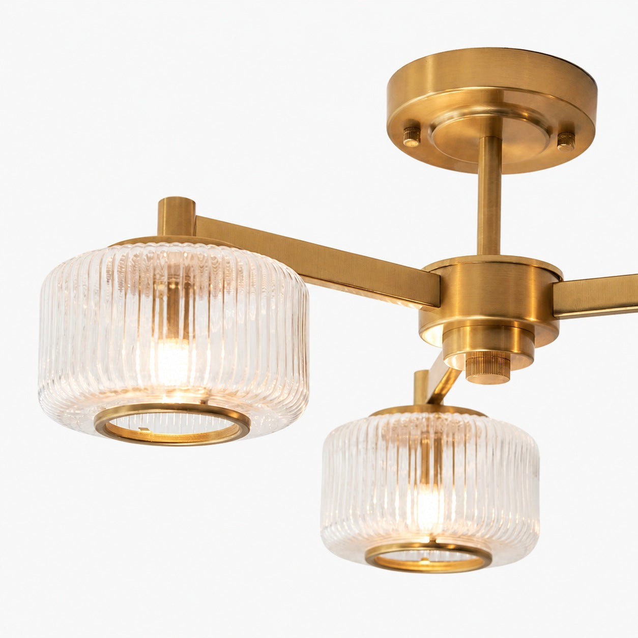 Canovus Deckenleuchte mit geripptem Glas – Industrielle Metall-Wohnzimmerleuchte