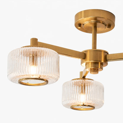 Canovus Deckenleuchte mit geripptem Glas – Industrielle Metall-Wohnzimmerleuchte