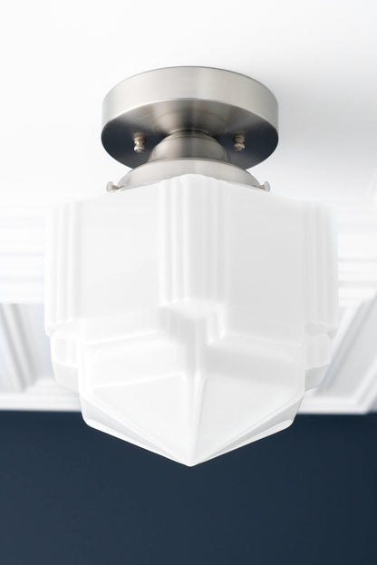 Geotower Glass Art Deco Ceiling Light - Glass Fixture - Elegant Home Lighting
