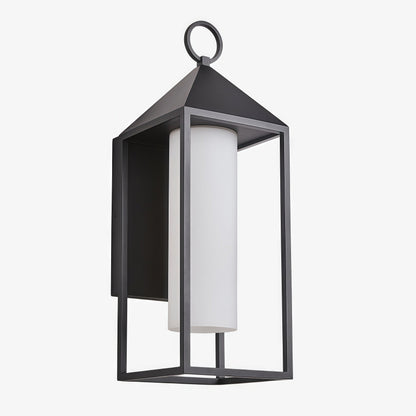 Allora Black Outdoor Wall Lamp with White Glass Shade