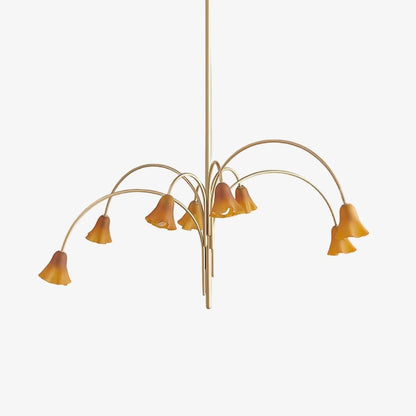 Bellina Sculptural Glass Lily Chandelier – Modern Romantic Pendant Light for High Ceilings