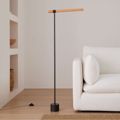 Moss Energy-Efficient Linear Wood LED Floor Lamp – Adjustable Swivel Design