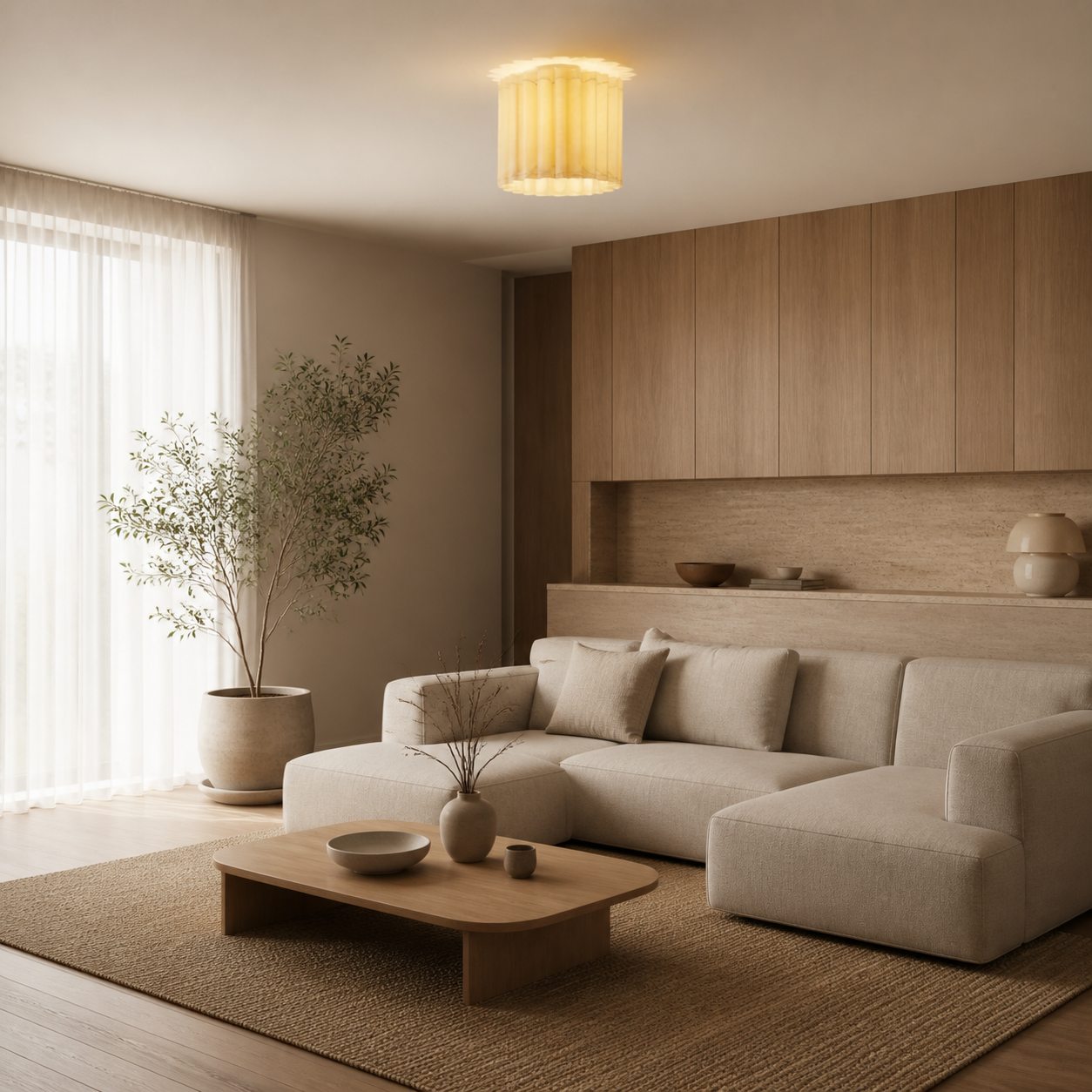 Velura Leinen-Hängeleuchte – Moderne Deckenleuchte im Übergangsstil für Esszimmer und Küchen