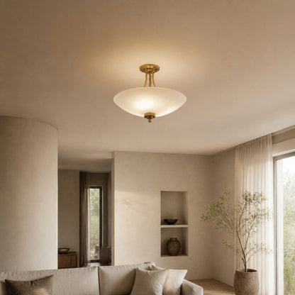 Lunetal Timeless Three-Arm Structure Semi Flush Chandelier – Vintage Pendant Light for Bedroom or Entry