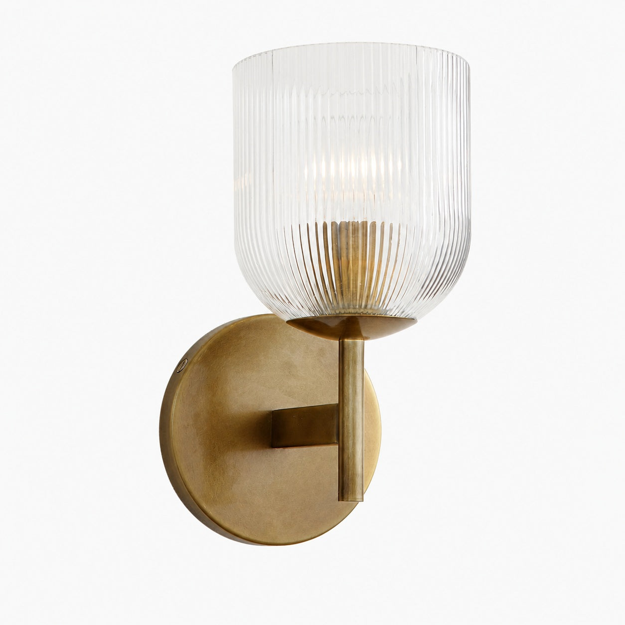 Bravira Wandleuchte aus geripptem Glas – Wandleuchte aus Metall mit klarem Glasschirm