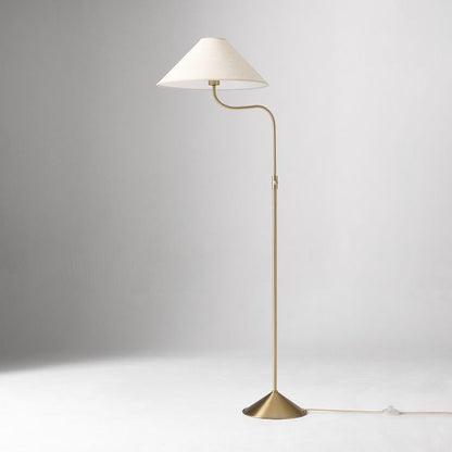Fibura Modern Linen-Shade Adjustable Floor Lamp with Sleek Metal Arc for Living Rooms and Bedrooms