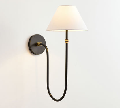 Calin Vintage Inspired Metal Wall Light with Soft Linen Shade - Elegant Accent Lighting for Any Space