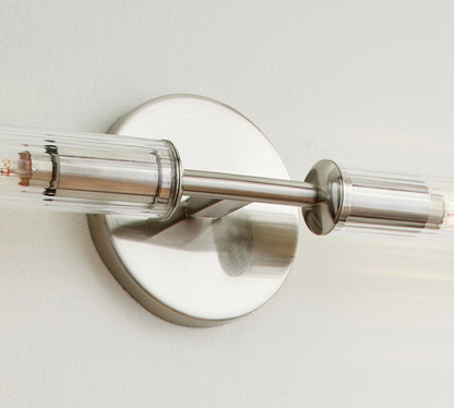 Bravira Ribbed Glass Wall Lamp - Tube Metal Light in Classic Finishes