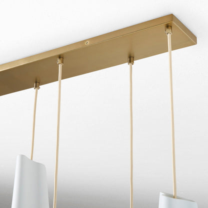 Orovia Ceramic Shade Chandelier – Iron Pendant Adjustable Height Design