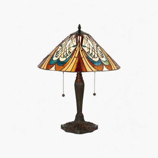 TF Hector Jugendstil-Tischleuchte – Dekorative Beleuchtung mit Buntglasschirm für Wohnzimmer oder Schlafzimmer