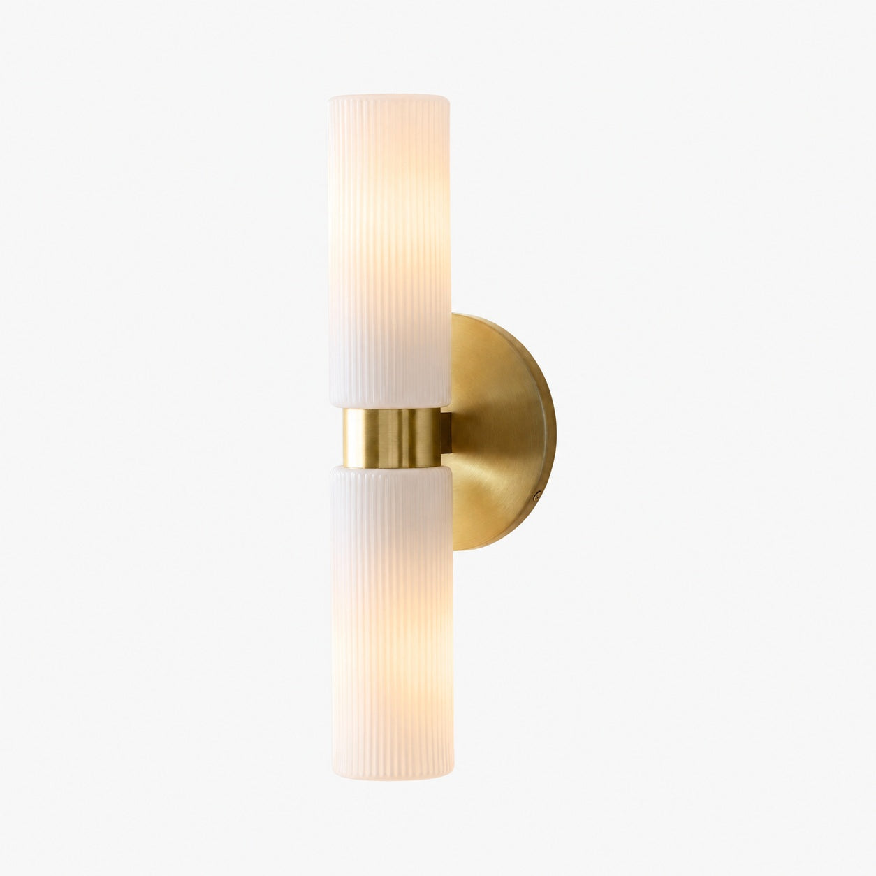 Rivora Doppel-Wandleuchte aus geriffeltem Glas, kurze Form, für drinnen und draußen, elegante Wandleuchte