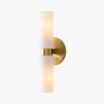 Rivora Doppel-Wandleuchte aus geriffeltem Glas, kurze Form, für drinnen und draußen, elegante Wandleuchte