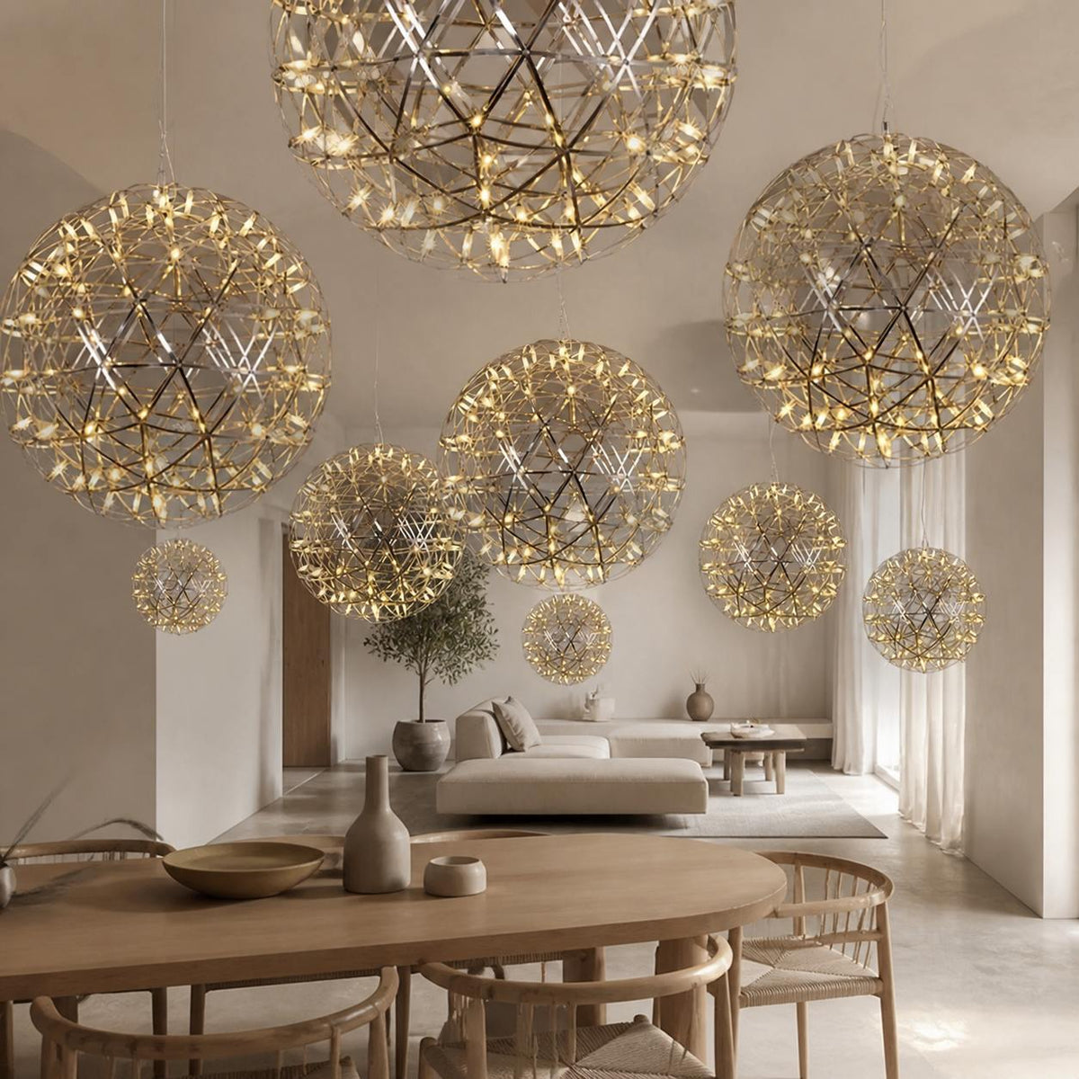 Silver Spark Ball Pendant Light