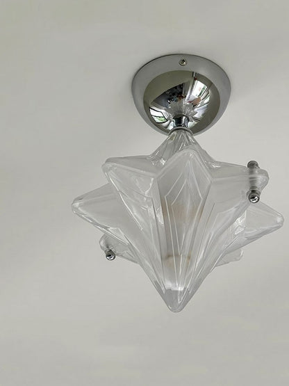 Art Deco Star Ceiling Lamp – Frosted Glass Fixture for Hallway & Entryway – Astris Ceres