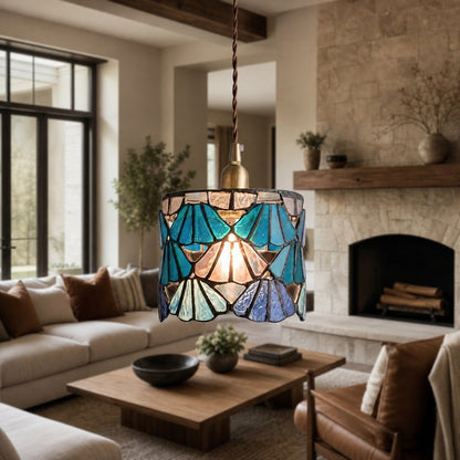 Vintagia Tiffany Inspired Pendant Light Fixture – Artistic Glass Shade Pendant for Dining Island and Entryway