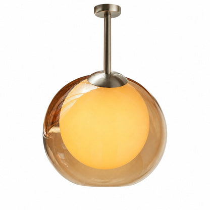 Afterglow Modern Sunset Wall Lamp – Dual Glass Shade Design with Wood-Texture Base