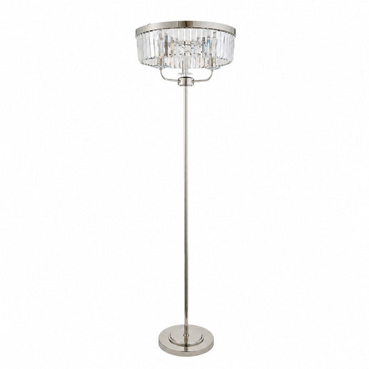 Beveline 3-flammige runde Stehlampe – Facettierte Glasschirme, klassisches Metallfinish für Wohnzimmer