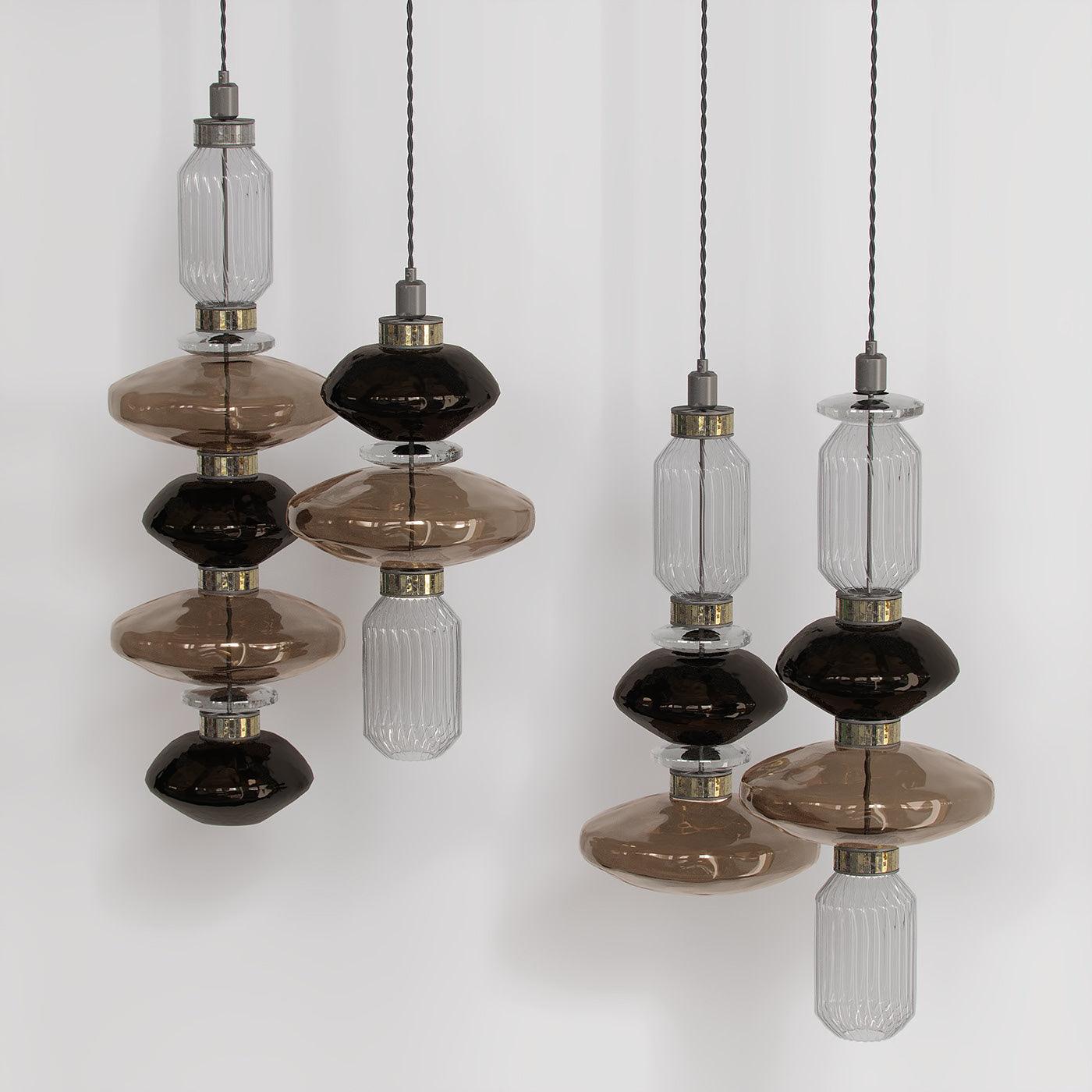 Minimalistische Ballett-Pendelleuchte - Eisen-Metall-Glas-Gold-Bernstein-Innenbeleuchtung