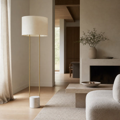 Luma Minimalist Industrial Table Lamp and Floor Lamp – Metal Frame with Soft Fabric Shade for Home and Office