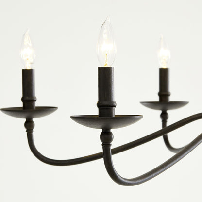 Rustic Iron Candle Chandelier for Dining Rooms and Living Spaces