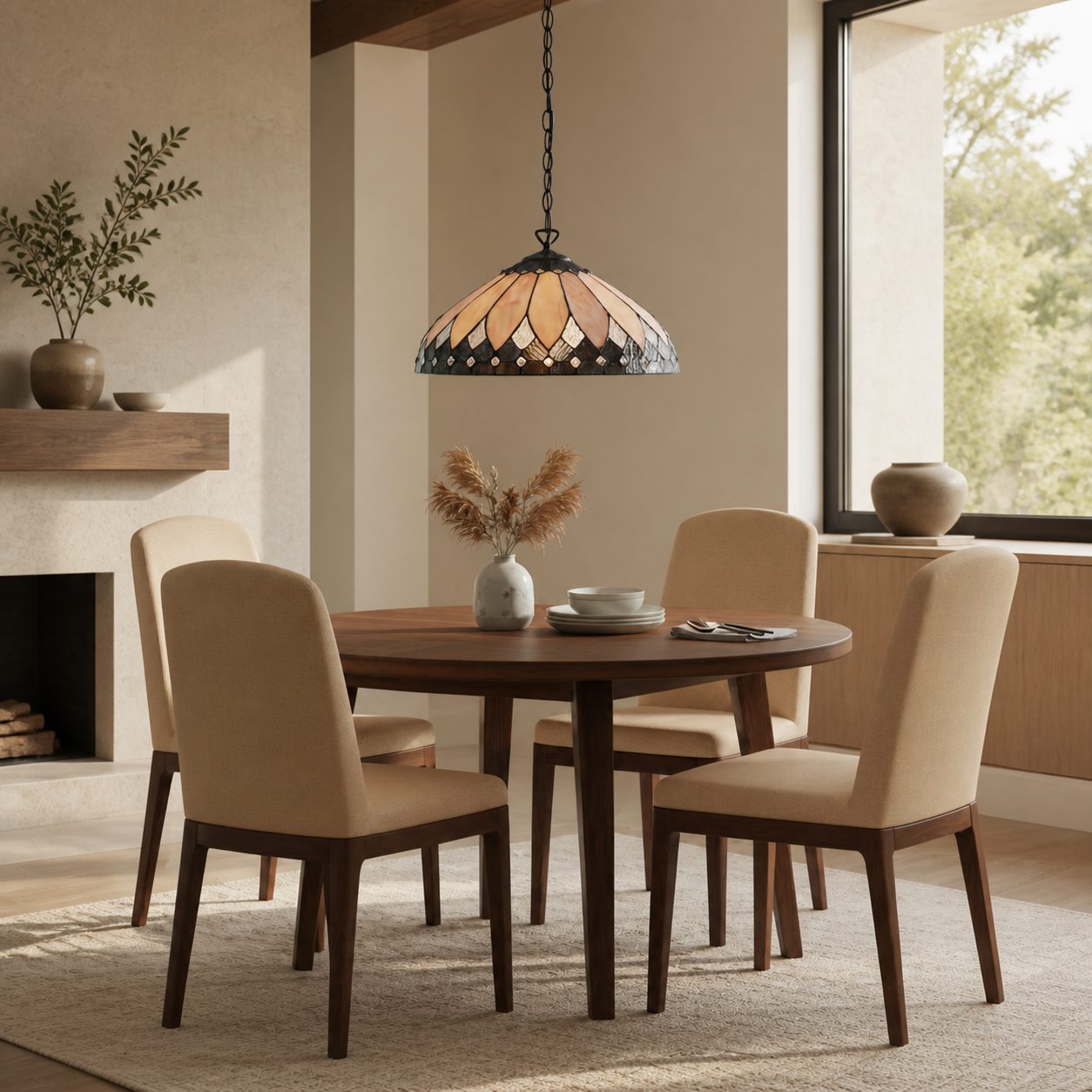 TF Brooklyn Pendelleuchte – Pendelleuchte im geometrischen Buntglas-Art-Deco-Stil für Esszimmer