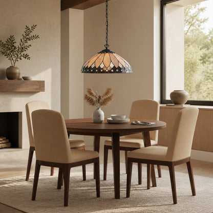 TF Brooklyn Pendelleuchte – Pendelleuchte im geometrischen Buntglas-Art-Deco-Stil für Esszimmer
