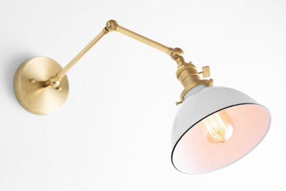 Conique Metal Vintage Industrial Swing Arm Wall Lamp - Adjustable Dome Shade for Study