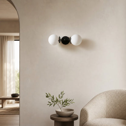 Lumio Globe Art Deco Vanity Light -  Opal Globe Bathroom Sconce